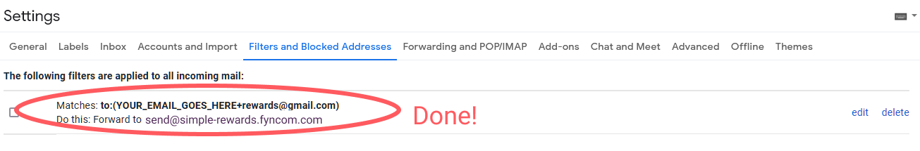 If you see the filter in your email dashboard as pictured, then you are done!