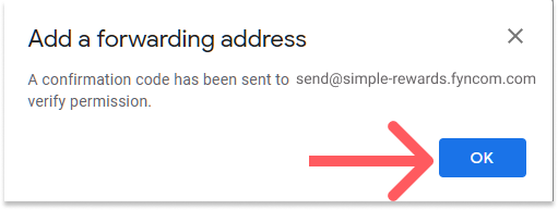 Select OK on the confirmation window